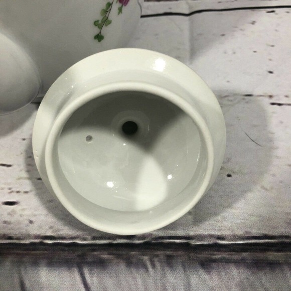 Vintage Tea Pot White & Pink Rose Porcelain - Picture 7 of 10